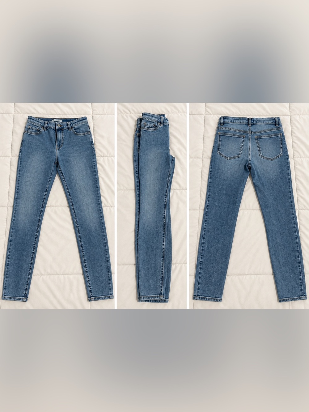 H&M Women's Light Blue Skinny Jeans - High-Rise Stretch